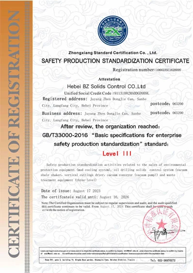 safety production standardization certificate